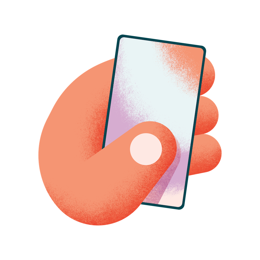 An illustration of a hand holding a phone